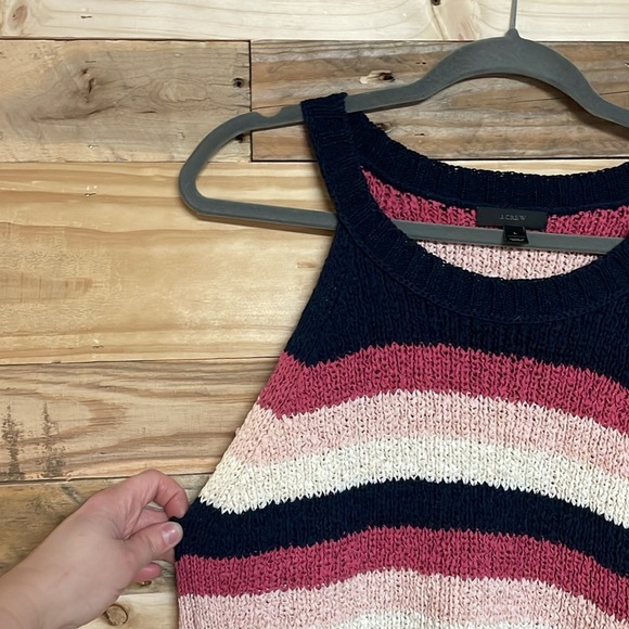 J Crew Size Large Cotton/Polyester Blend Striped Sleeveless Sweater Knit Top - Picture 4 of 8
